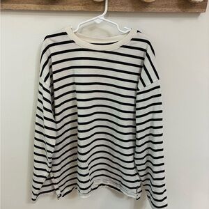 Zara Black and White Striped Top